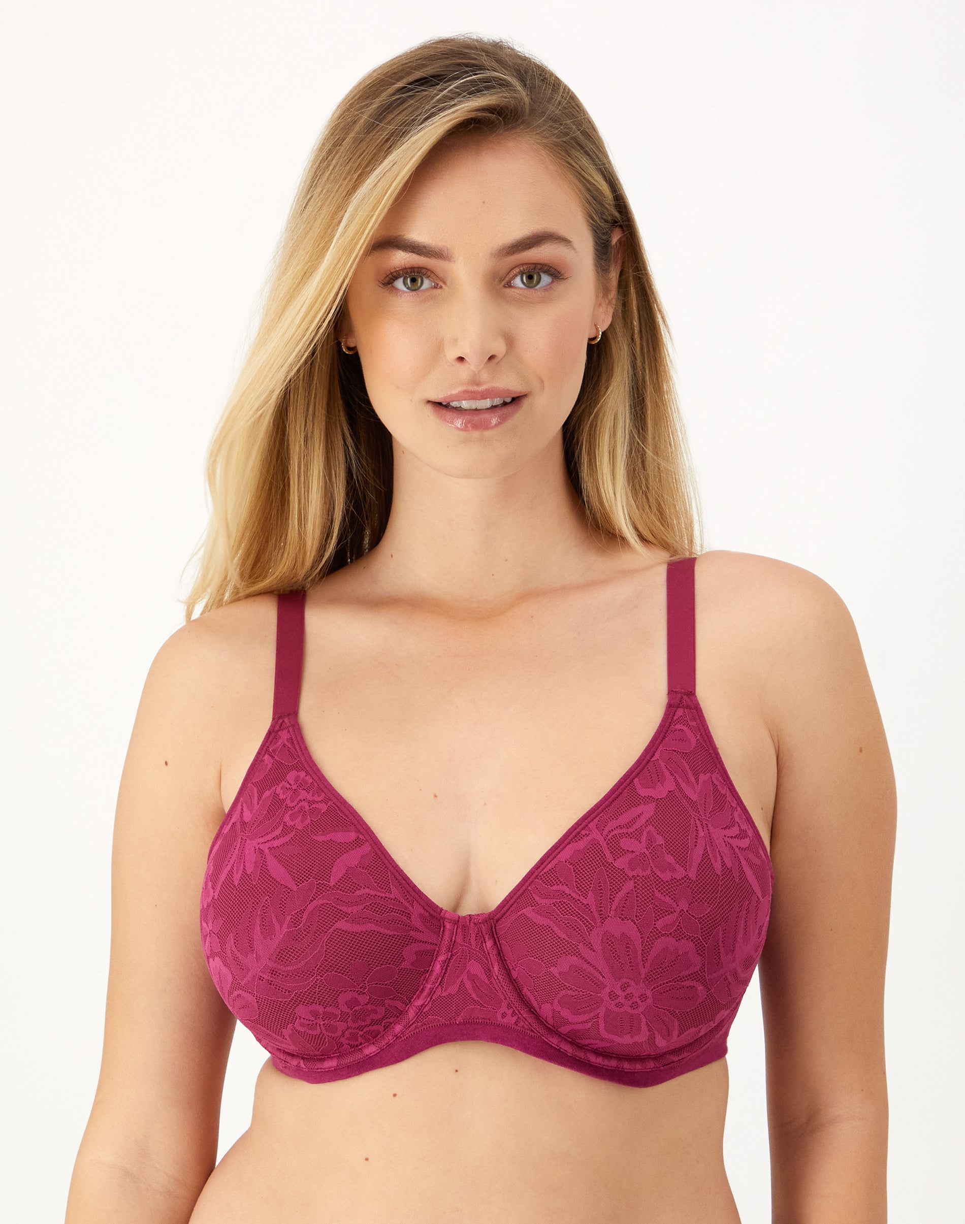 Bali Breathe Lace Underwire Bra Deep Cerise 42D Women’s