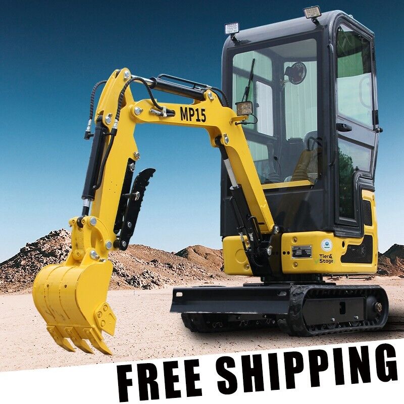 In USA Mini Excavator Cab 1 Ton Digger 13.5hp Gas Tracked Crawler B&S EPA Engine