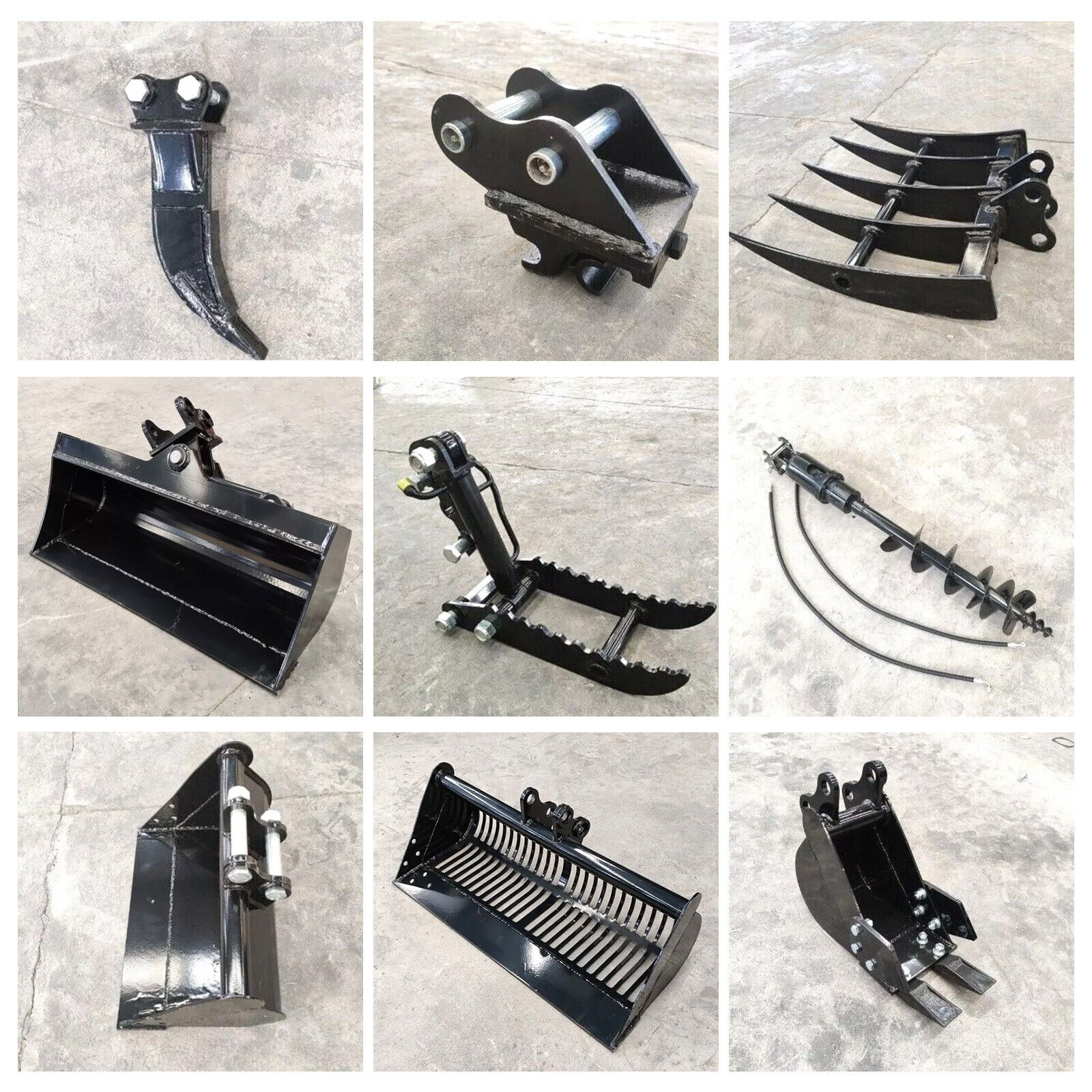 Attachments Mini Excavator :Thumb Clip, Quick Hitch, Bucket, Auger, Ripper, Rake