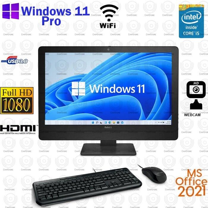 Dell OptiPlex AIO Core i5 23″ 16GB RAM 512GB SSD Windows 11 Pro Office 2021
