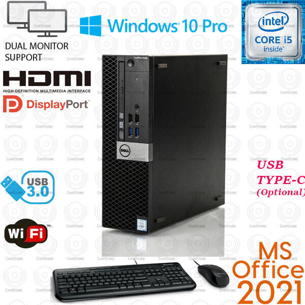 WINDOWS 10 PC Dell 3040 Desktop Computer PC DVD 8/16GB i5-6500 SSD USB-C