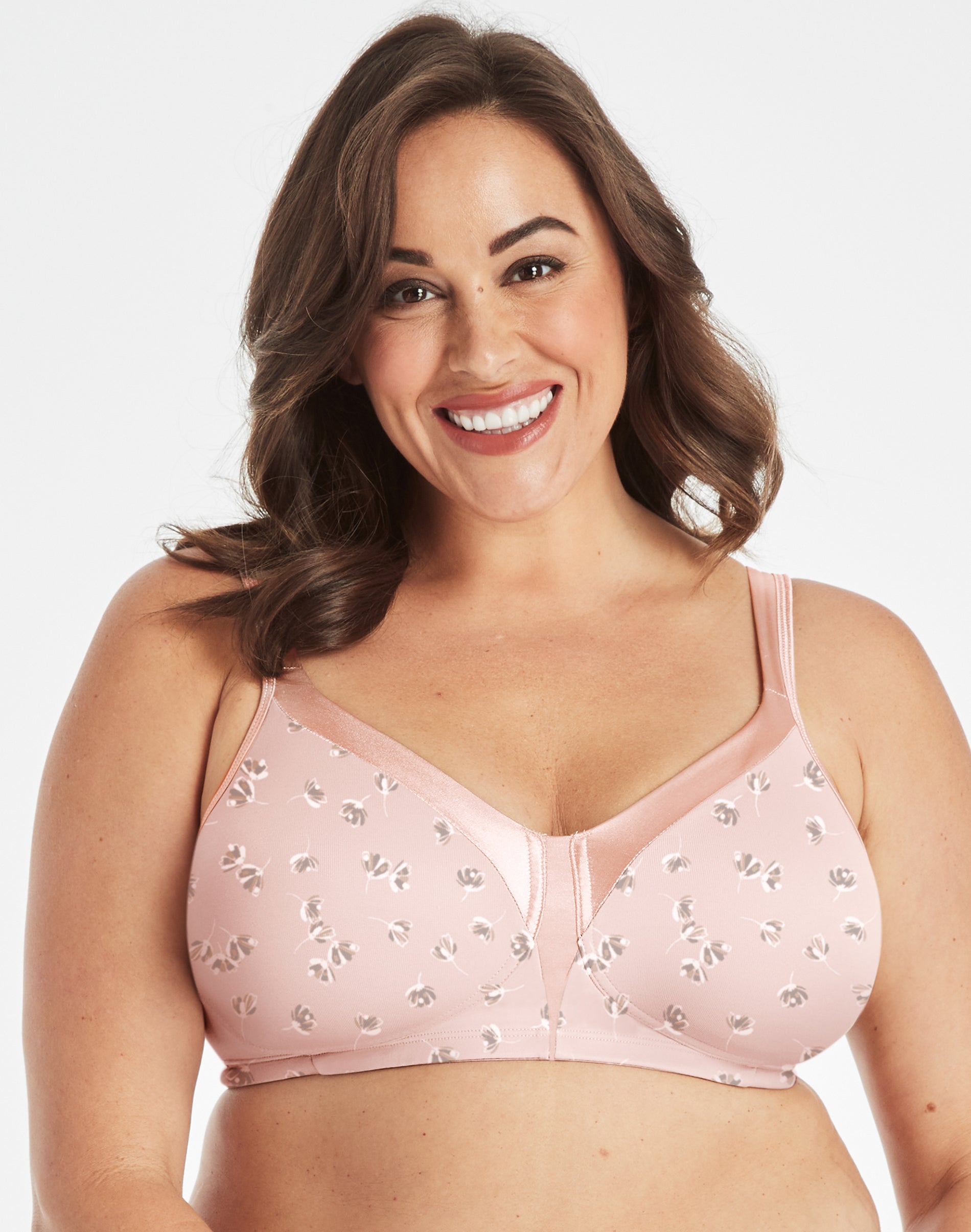 Playtex 18 Hour Silky Soft Smoothing Wireless Bra Pink Pirouette Floral Print 40D Women’s