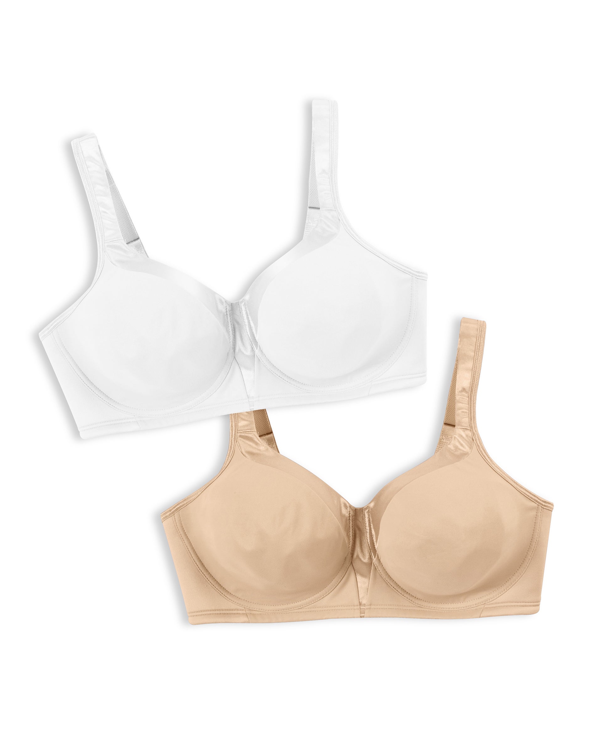 Playtex 18 Hour Silky Soft Smoothing Wireless Bra, 2-Pack White/Nude 40DD Women’s