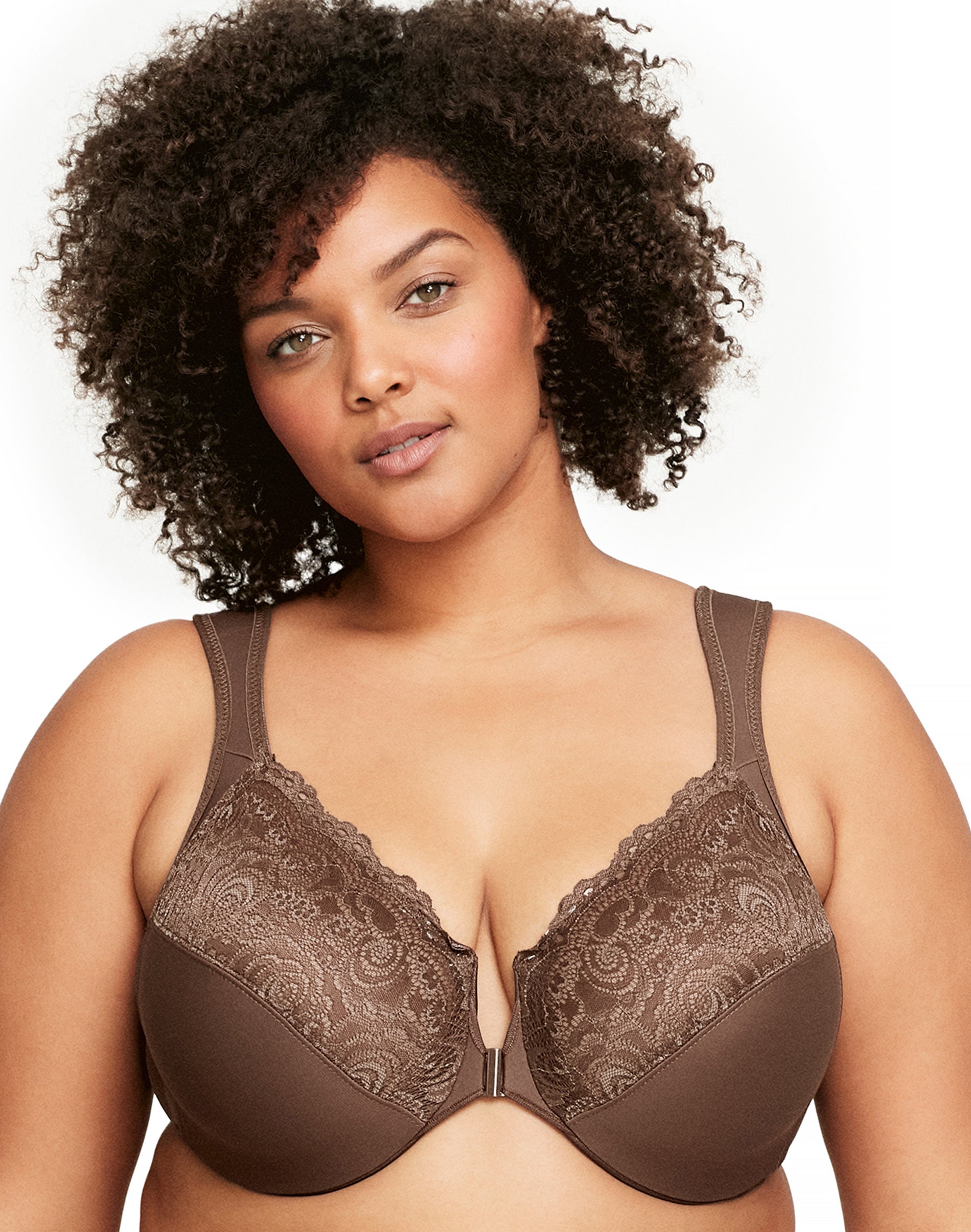 Glamorise Full Figure Plus Size WonderWire Front Close Bra Mocha 44F Women’s