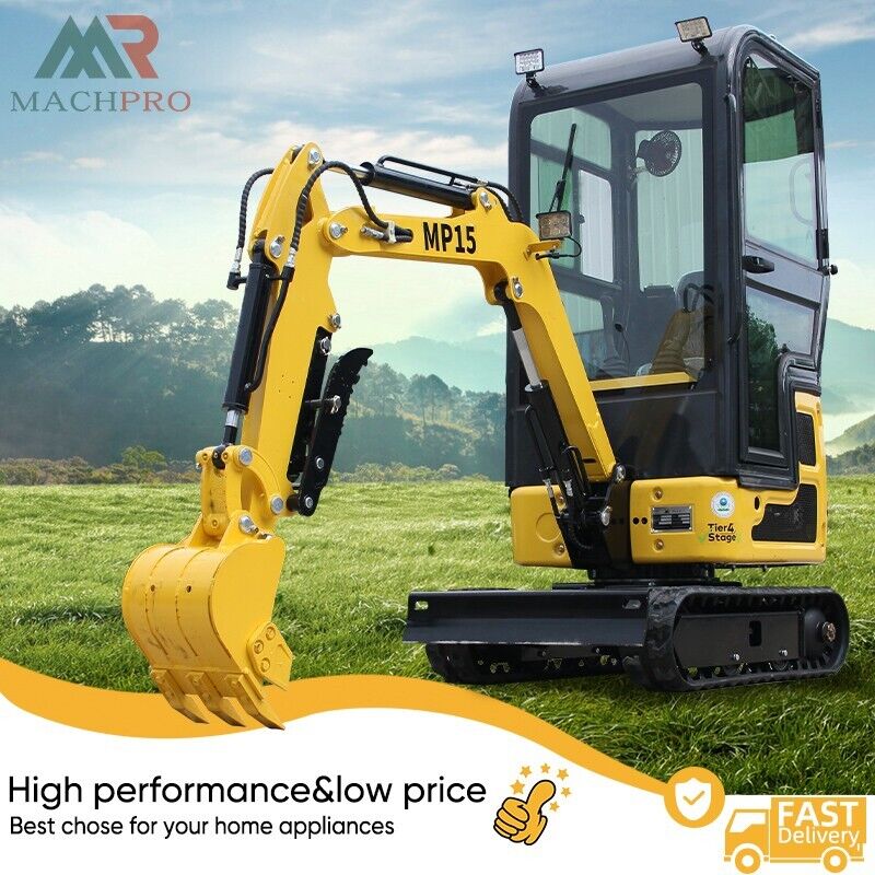 2000lbs Hydraulic Micro Mini Excavator 13.5HP Mechanical Thumb With Cab For Sale