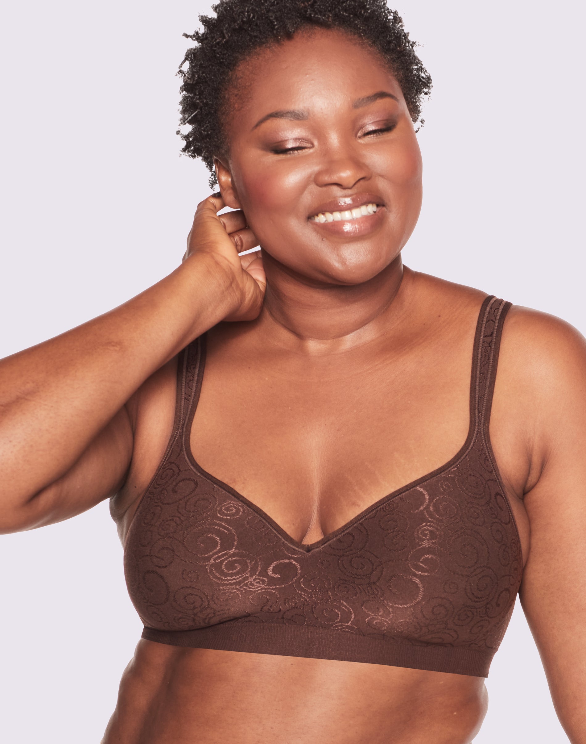 Bali Comfort Revolution Wireless Bra Warm Cocoa Brown Swirl 40DD Women’s