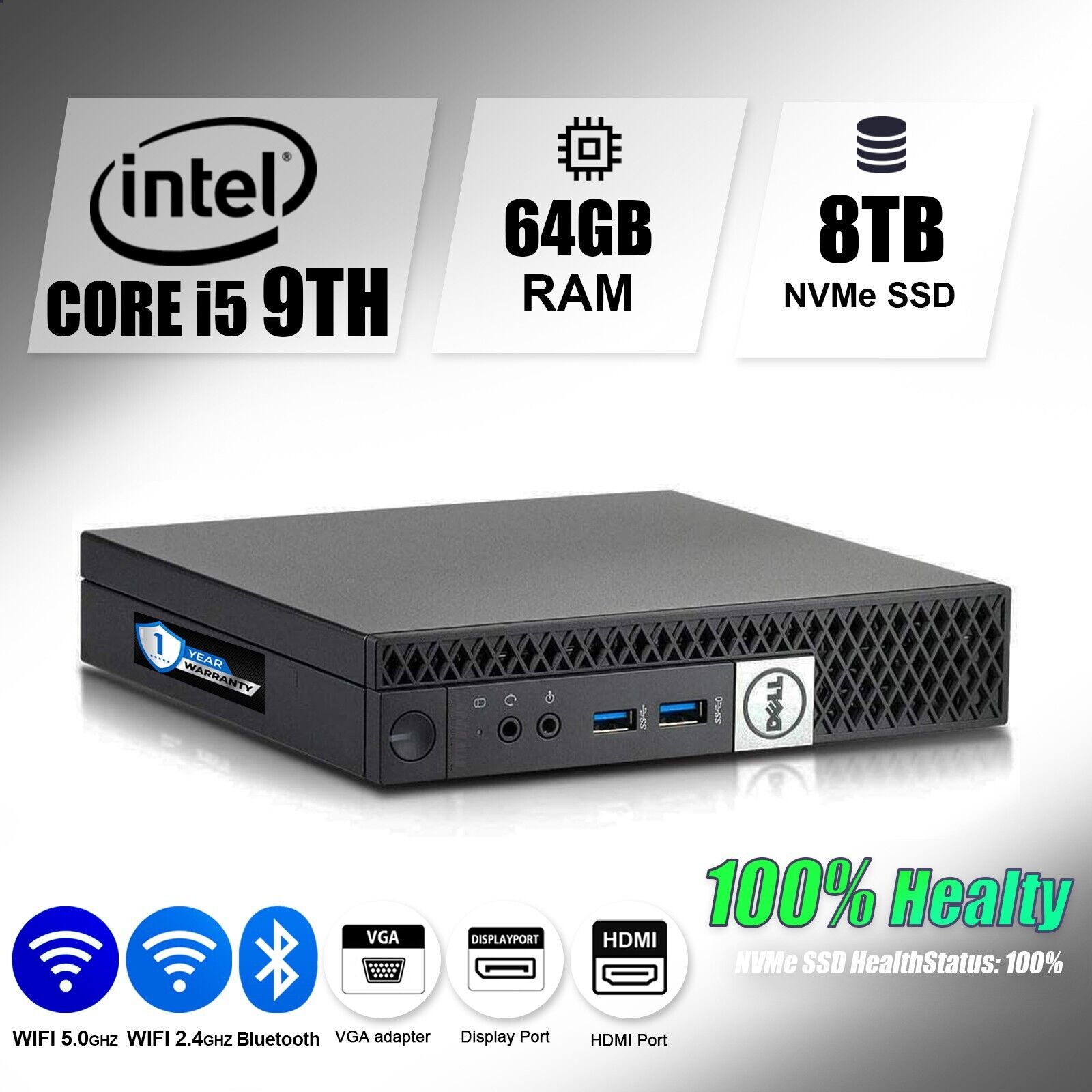 DELL Micro Desktop PC Computer i5 9TH, Up to 32GB RAM M2SSD, Windows 10/11, WiFi DELL Micro Desktop PC Computer i5 9TH, Up to 32GB RAM M2SSD, Windows 10/11, WiFi