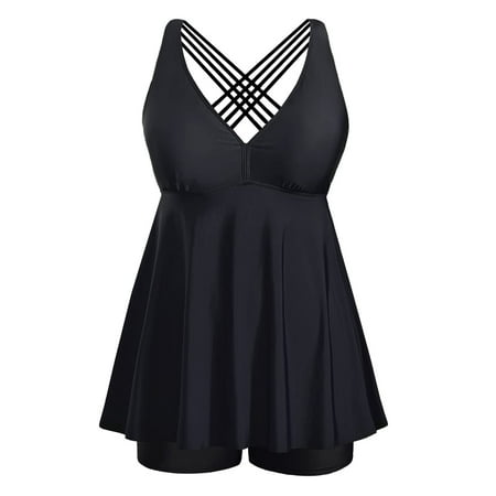 Chama Womens Plus Size 2 Piece Swimsuits Tummy Control Tankini Top with Boyshorts Floral Bathing Suits for Women