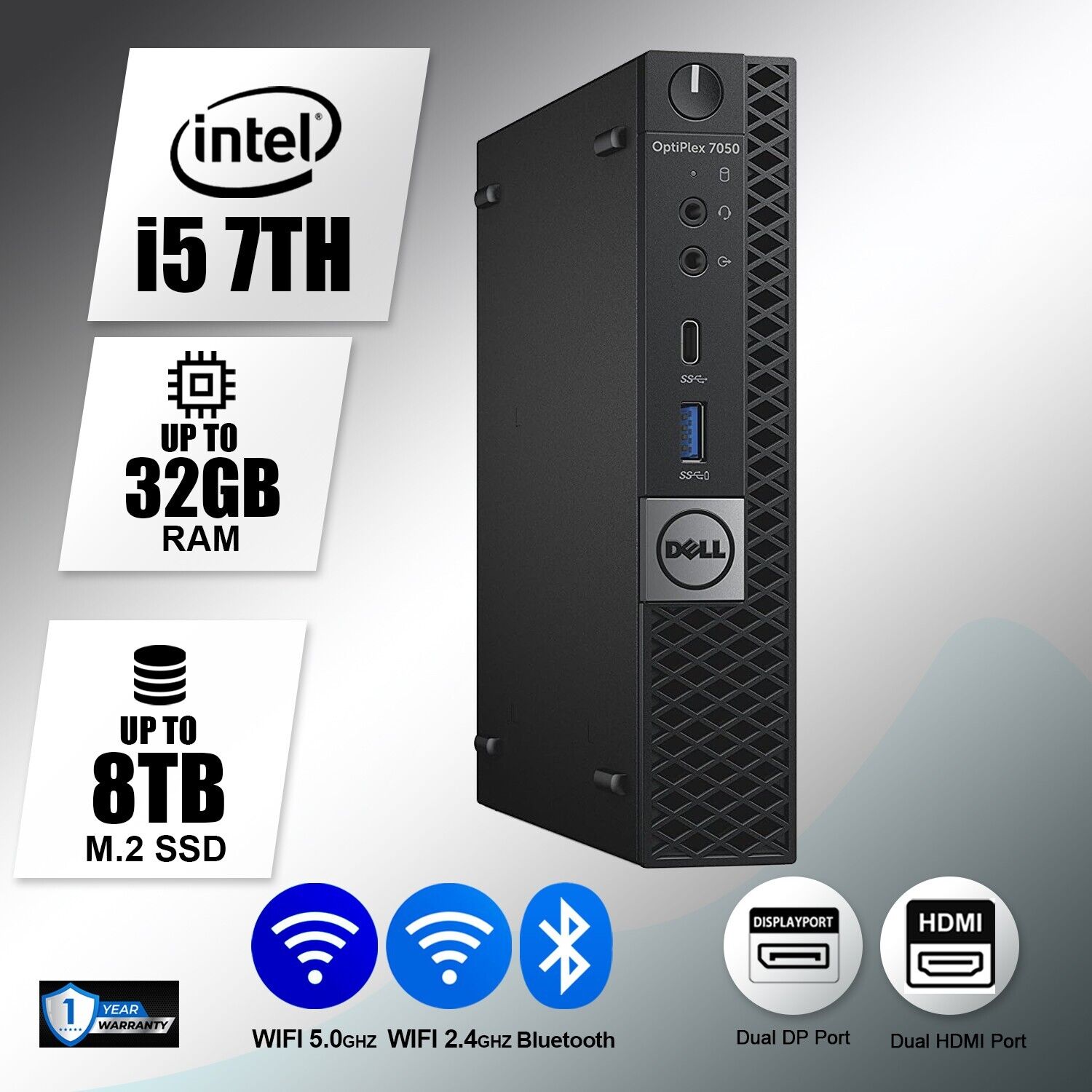 DELL Micro Desktop PC Computer i5, Up to 32GB RAM, M.2 SSD, Windows 10/11, WiFi