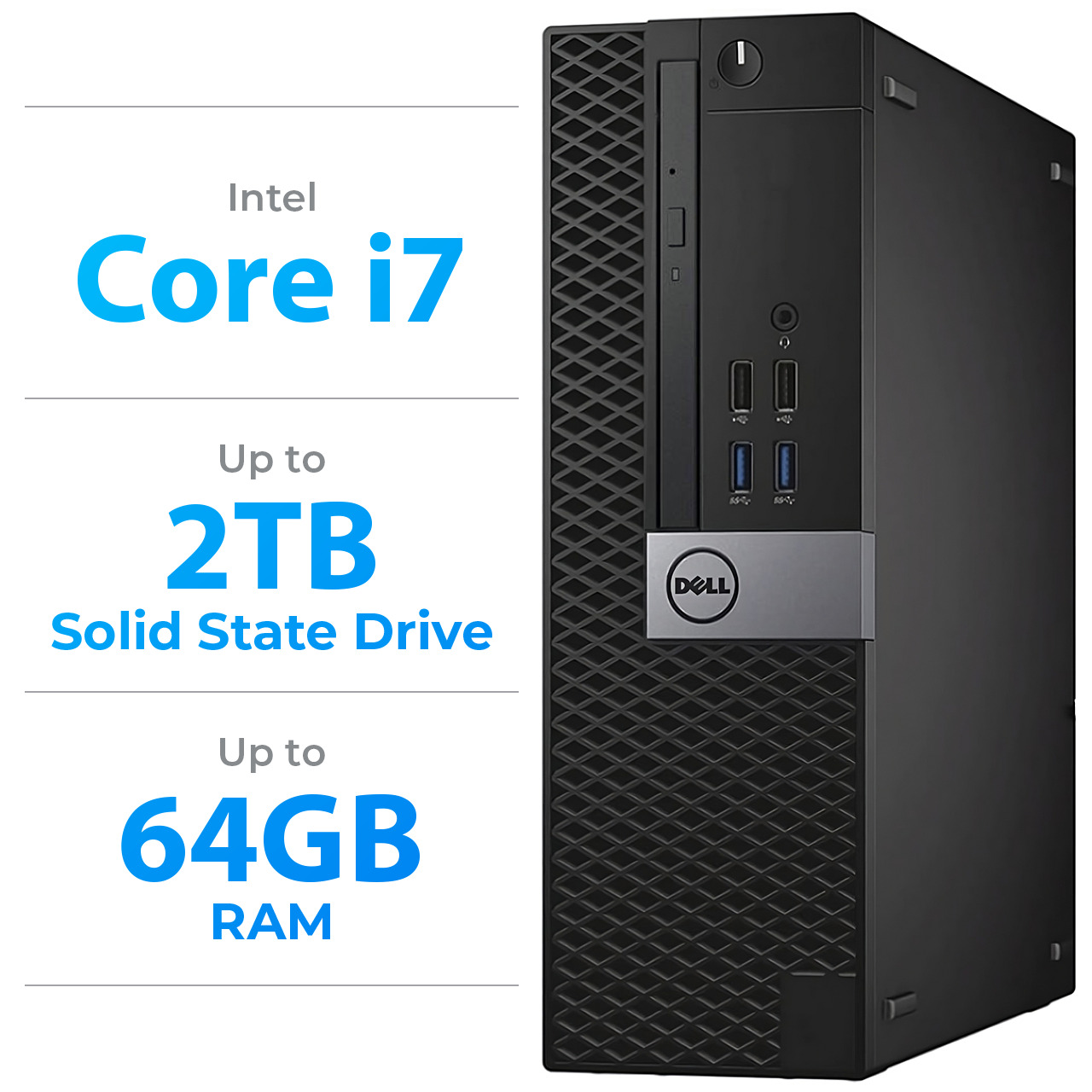Dell Desktop Computer PC i7 – up to 64GB RAM – 2TB SSD – Windows 10 or 11 – WIFI