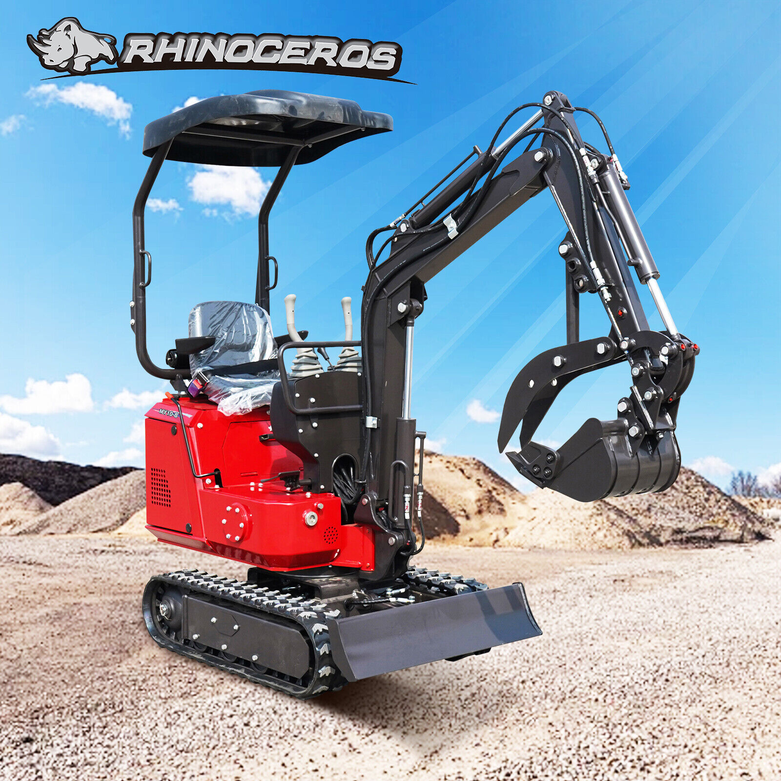 RHINOCEROS Mini Excavator Tracked Crawler with Thumb Holder 13.5HP 1 Ton Digger