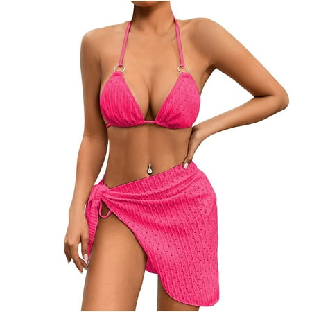 Cethrio 3 Piece Bikini Bathing Suits for Women,Sexy Womens Sswimsuits Sets, Hot Pink Size 4 Cethrio 3 Piece Bikini Bathing Suits for Women,Sexy Womens Sswimsuits Sets, Hot Pink Size 4