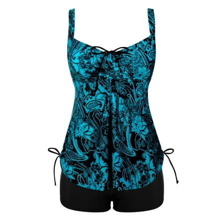 Plus Size Paisley Bathing Suits for Women Modest Tie Back Tankini Swimsuit Plus Size Paisley Bathing Suits for Women Modest Tie Back Tankini Swimsuit