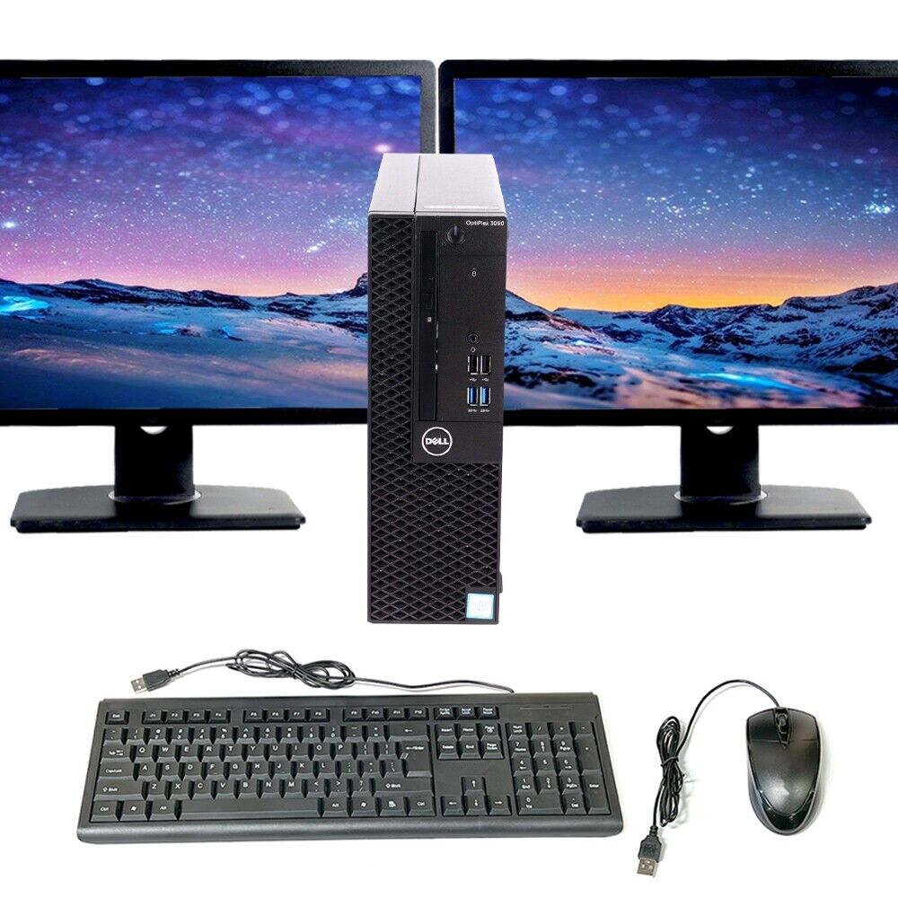 Dell Dual Monitor Computer Intel Core i5 16GB 256GB SSD 22 in LCD Windows 10 Pro