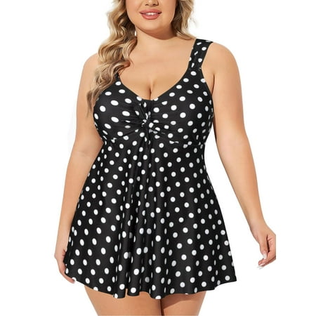 Rivelino Plus Size Tankini Swimsuit for Women Two Piece Tie Front Bathing Suits Flowy Swimdress with Shorts