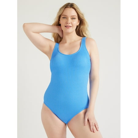 Time and Tru Women’s and Women’s Plus Crinkle One Piece Swimsuit, Sizes XS-3X