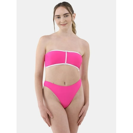 No Boundaries High Cut Leg Thong Bikini Bottoms, Women’s