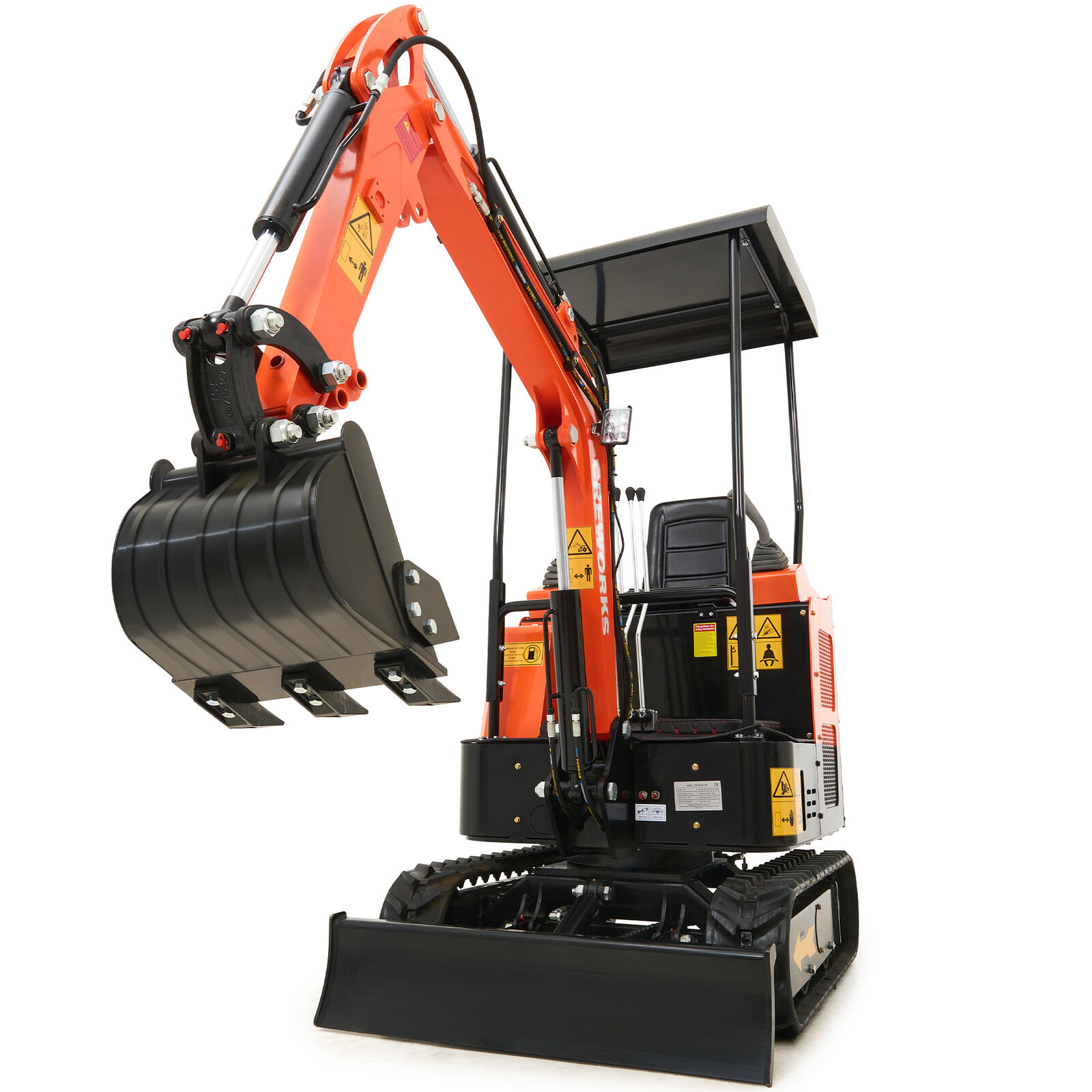 CREWORKS Mini Excavator 23hp 1.3T Mini Digger Crawler 3262lbf Force Heavy-Duty