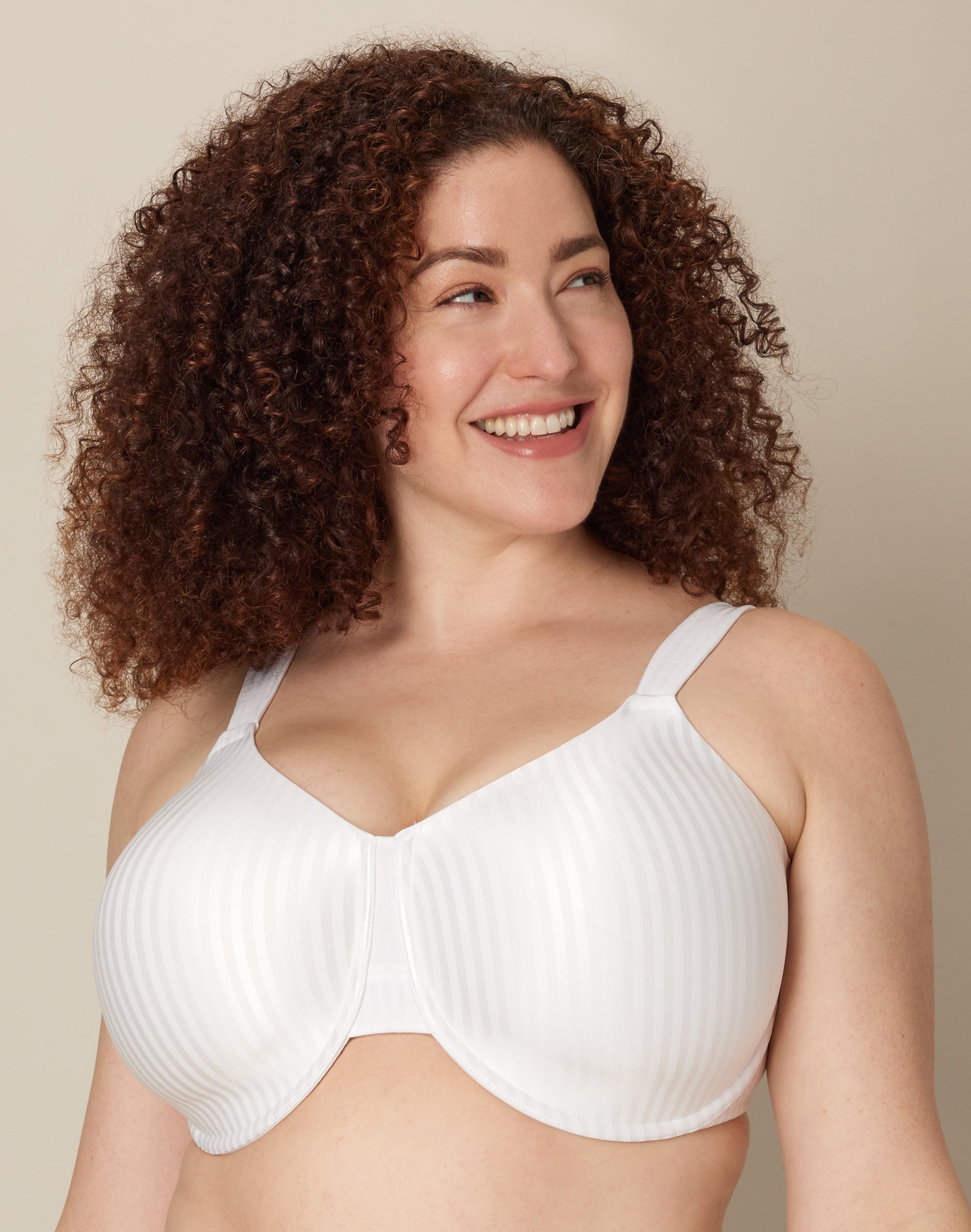 Playtex Secrets Perfectly Smooth T-Shirt Underwire Bra for Full-Figures White Stripe 40C Women’s