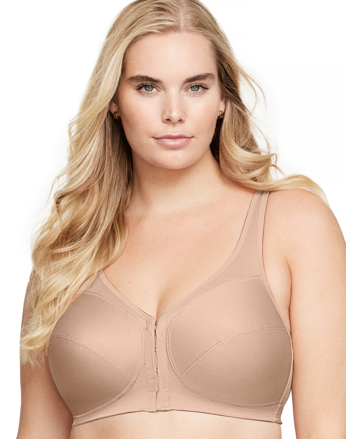 Glamorise Full Figure Plus Size MagicLift Front Close Posture Back Support Bra Cafe 58I Women’s