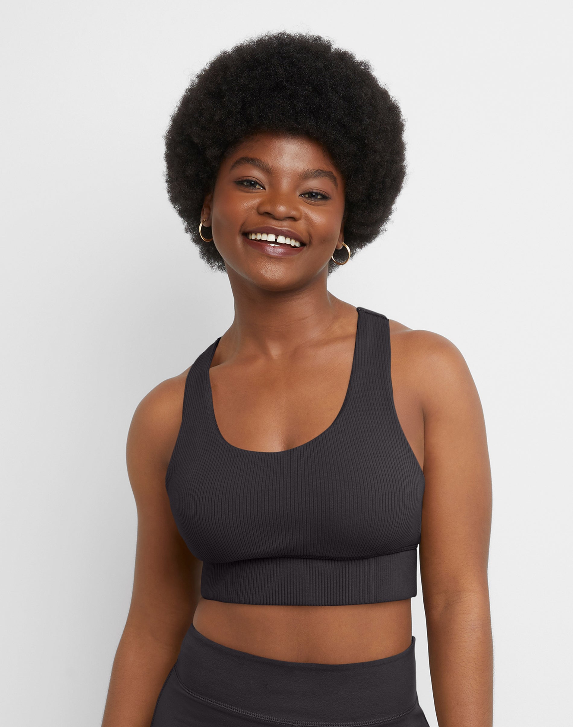Hanes Women’s Longline Racerback Sports Bra, Moderate Support Black XS