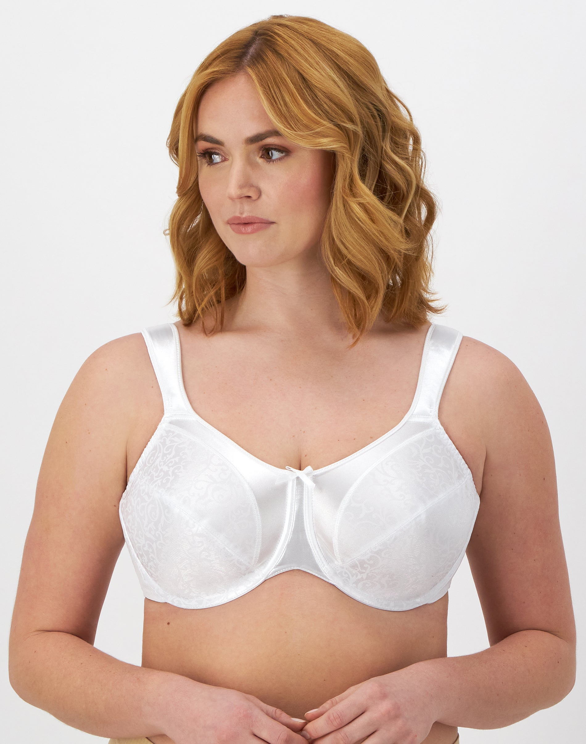 Bali Satin Tracings Underwire Minimizer Bra White 42D Women’s