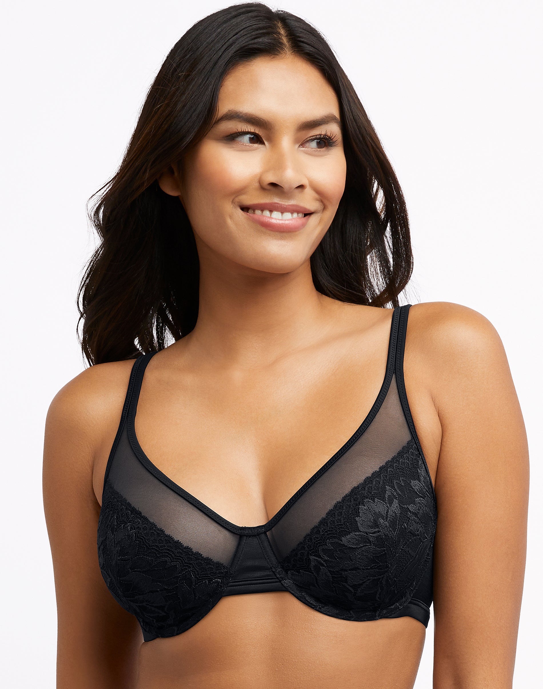 Bali One Smooth U Lightweight Lace Minimizer Bra Black 36D Women’s