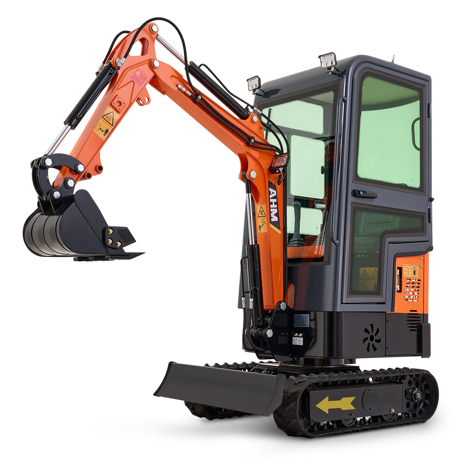 AHM Closed Cabin Mini Excavator 1T 13.5HP Crawler Small Digger B&S EPA Engine