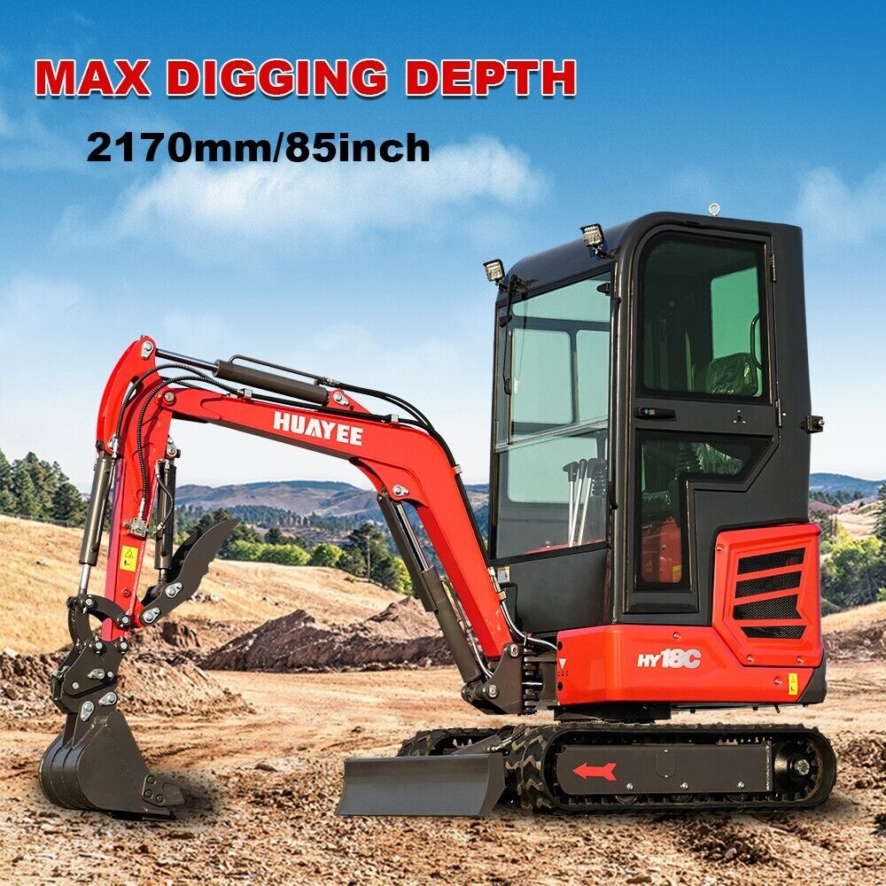 Professional Mini Excavator – 2 Ton Crawler with 14hp Kubota Engine Enclosed Cab