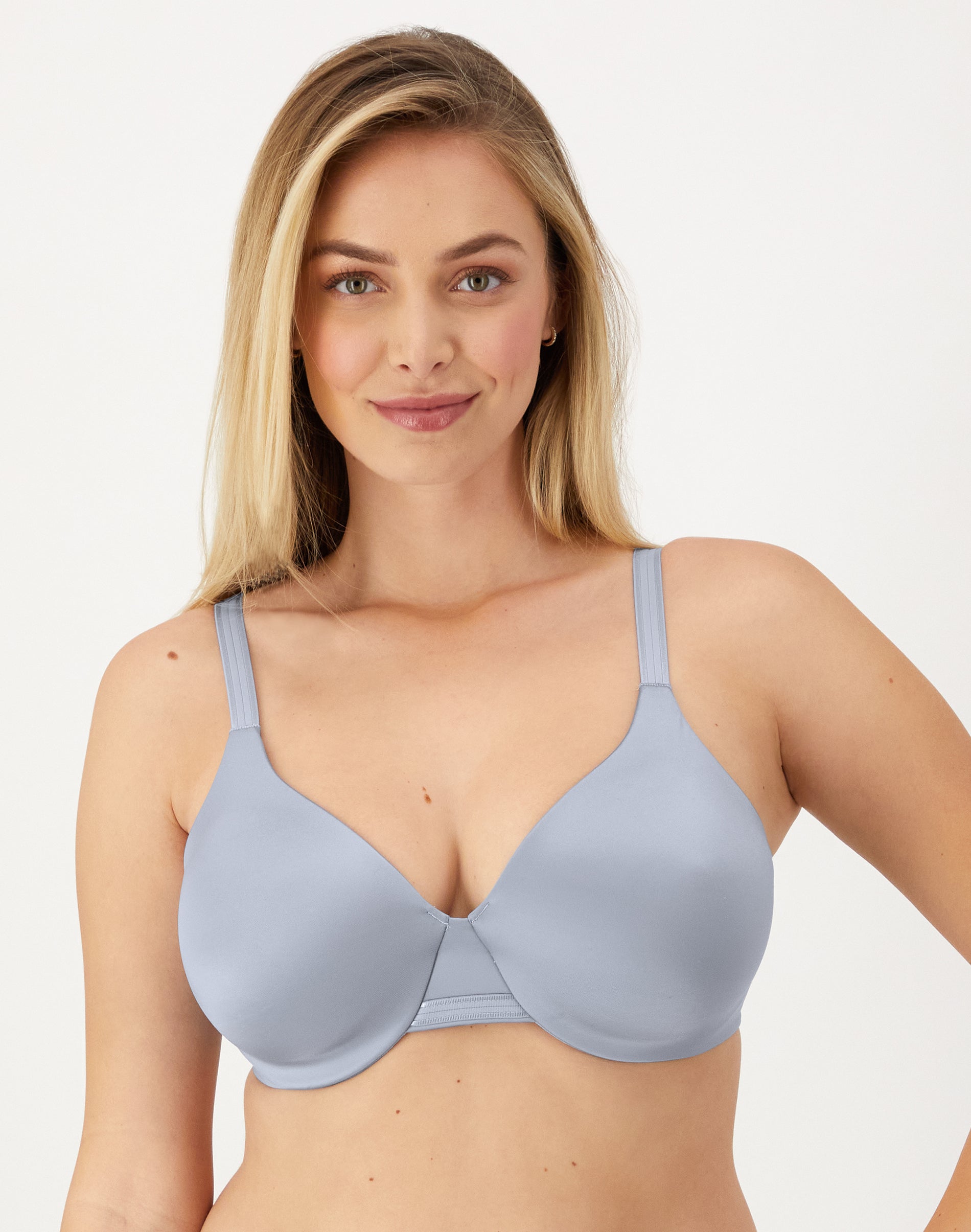 Bali One Smooth U Smoothing & Concealing Underwire Bra Silver Satin 36D Women’s