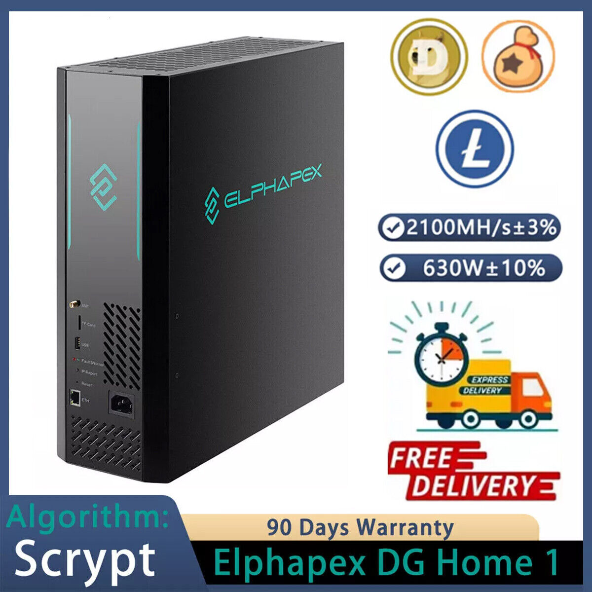 ElphaPex DG Home 1 2100MH/s 630W LTC/Doge coin Miner – Home Miner