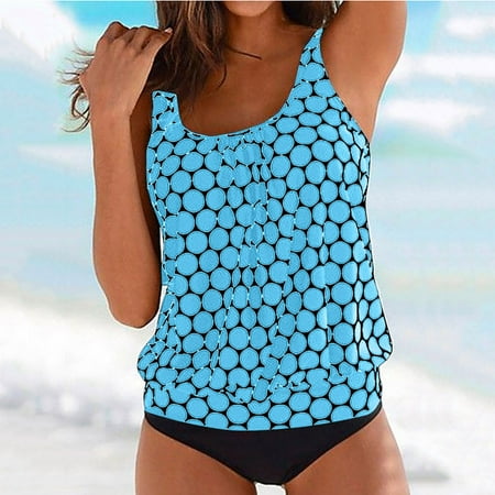 Mchoice Tankini Bathing Suits for Women Two Pieces Tummy Control Swimsuit Plus Size Swimwear