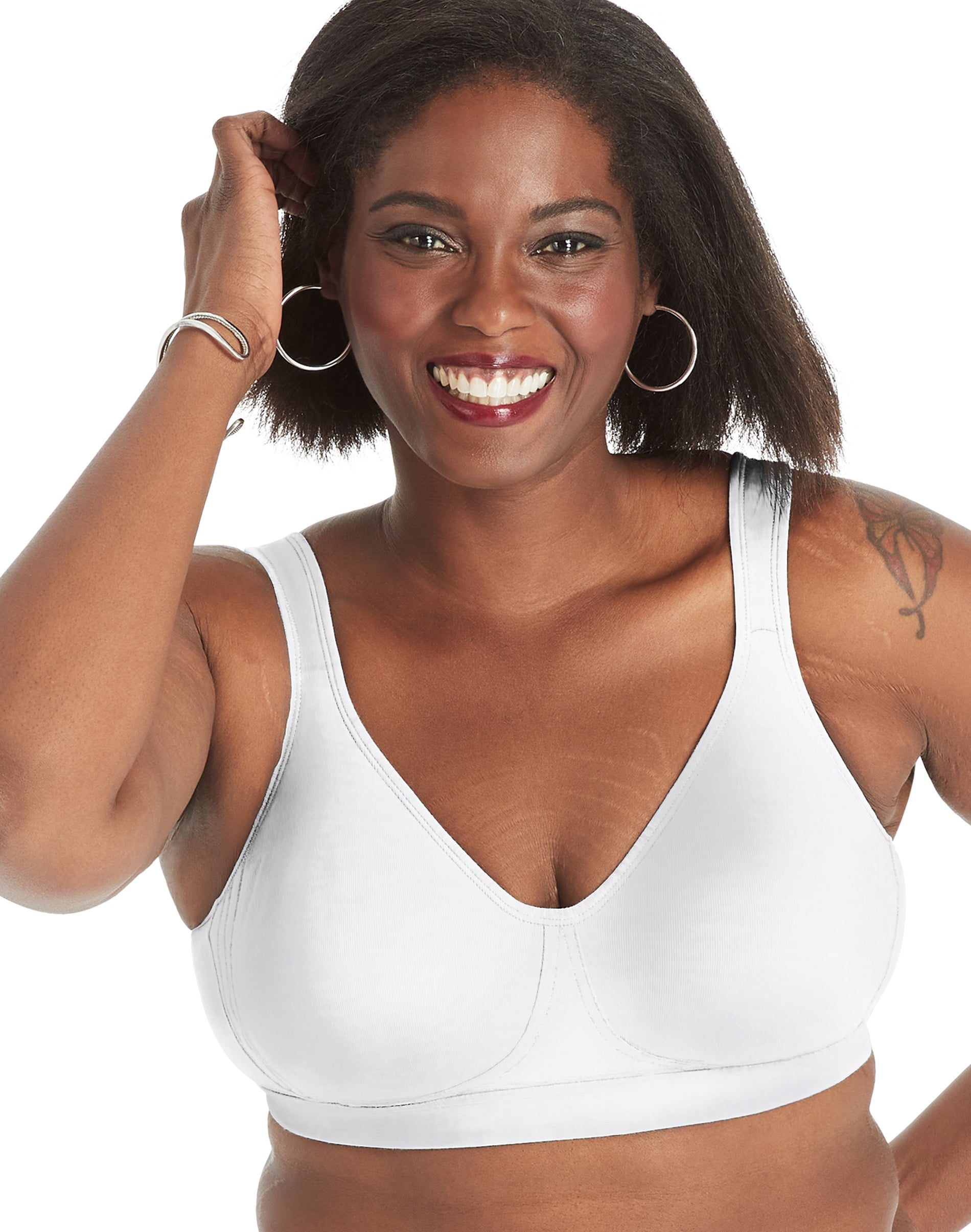 Playtex 18 Hour Ultimate Lift and Support Cotton Stretch Wireless Bra White 46DD Women’s
