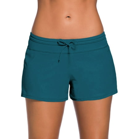 SHEWIN Women’s Athletic Swim Shorts Quick Dry Swimboard Shorts Oversized Solid Waistband Swimsuit Bottoms Green XXL