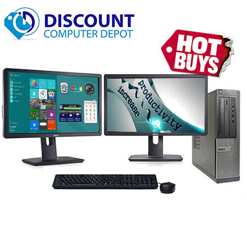 Dell OptiPlex Desktop Computer i3 4GB 500GB Dual 2×22″ LCD’s Windows 10 Pro WIFI