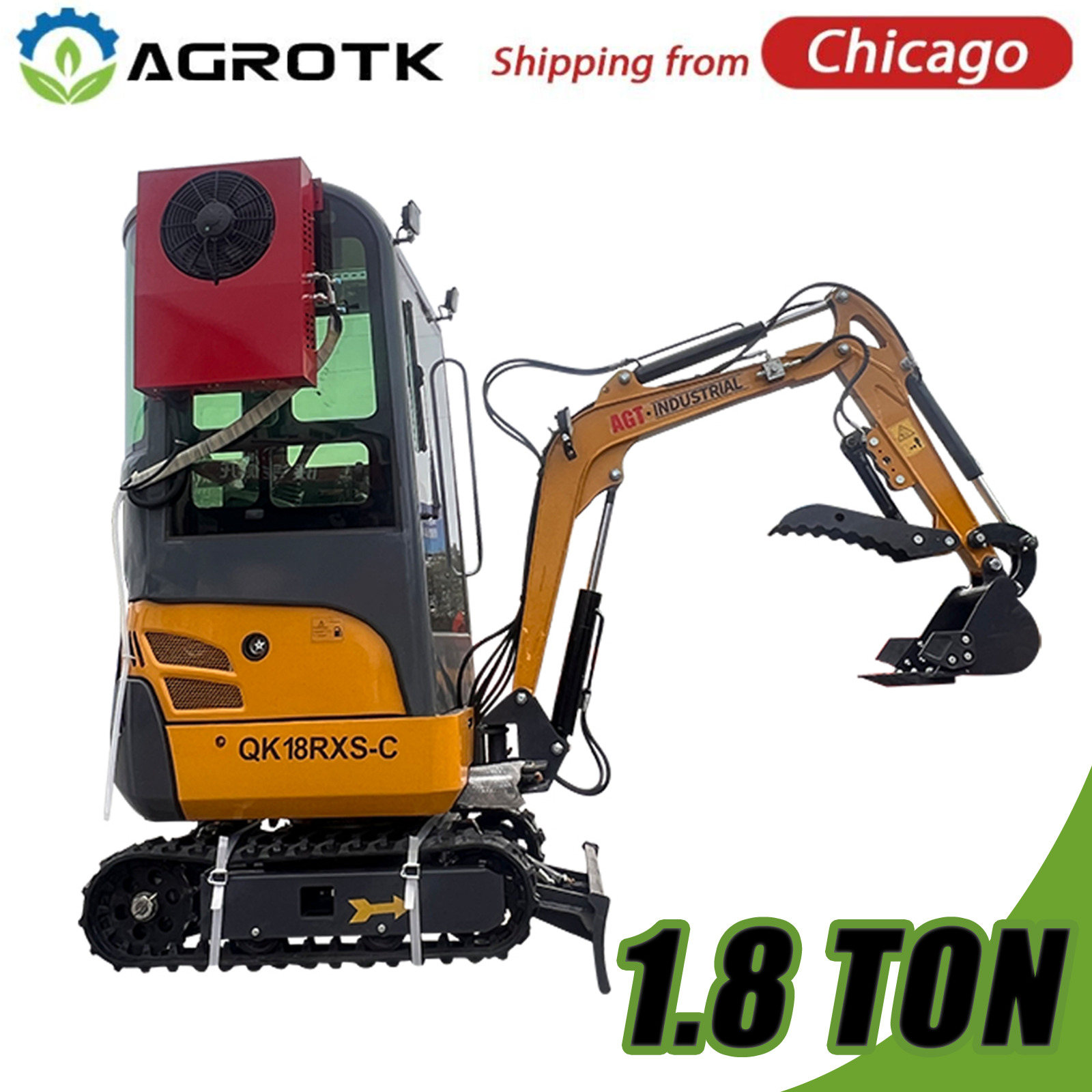 AGT Hydraulic Mini Excavator Digger  RATO Gas Engine with Air Conditioner&Cab