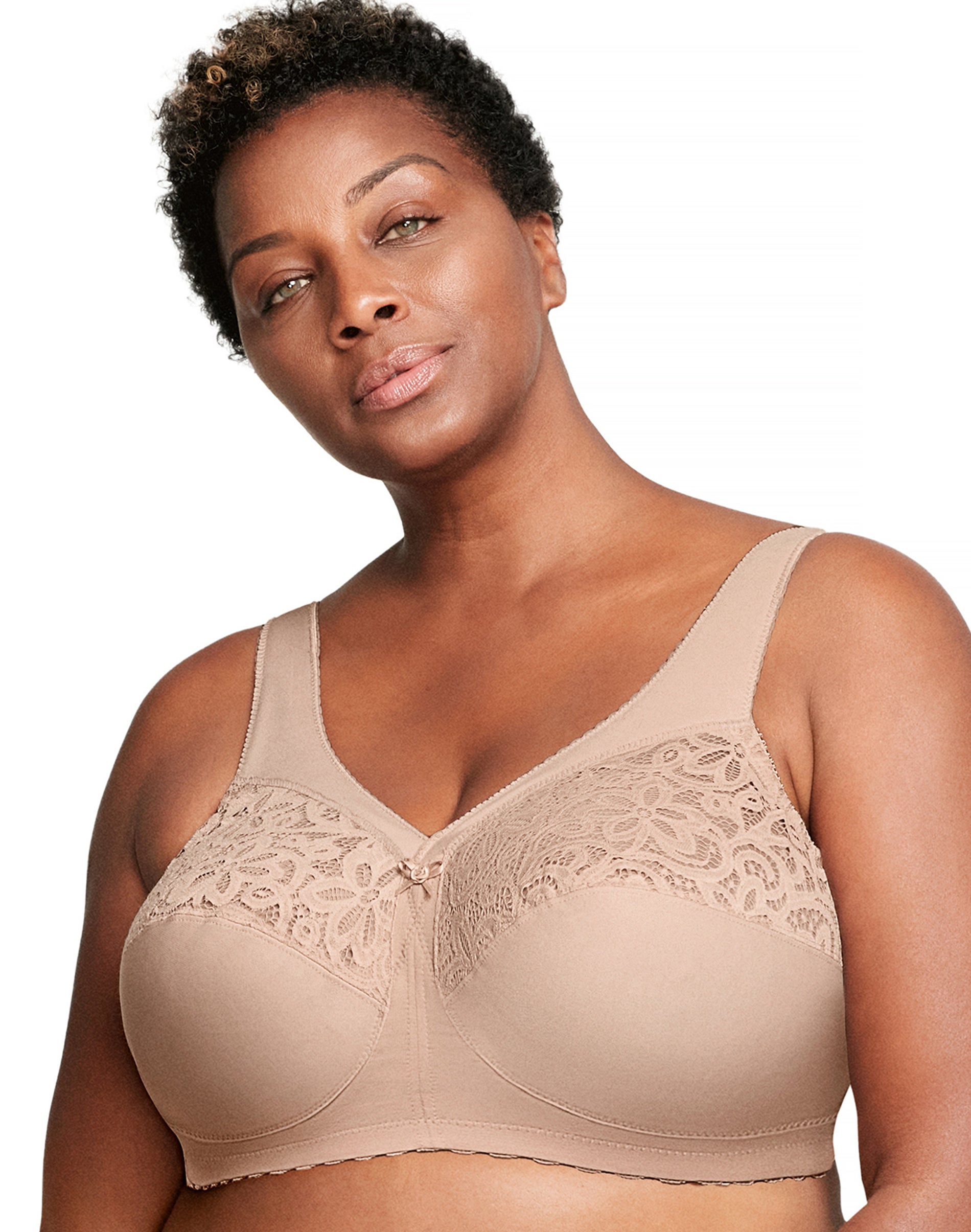 Glamorise Full Figure Plus Size MagicLift Cotton-Blend Wirefree Support Bra Cafe 56H Women’s