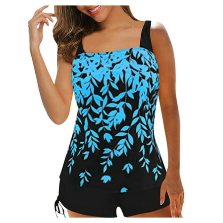 JBEELATE Plus Size Swimsuits for Women 2pcs Bathing Suits Tankini Swim Dress with Low Waist Shorts