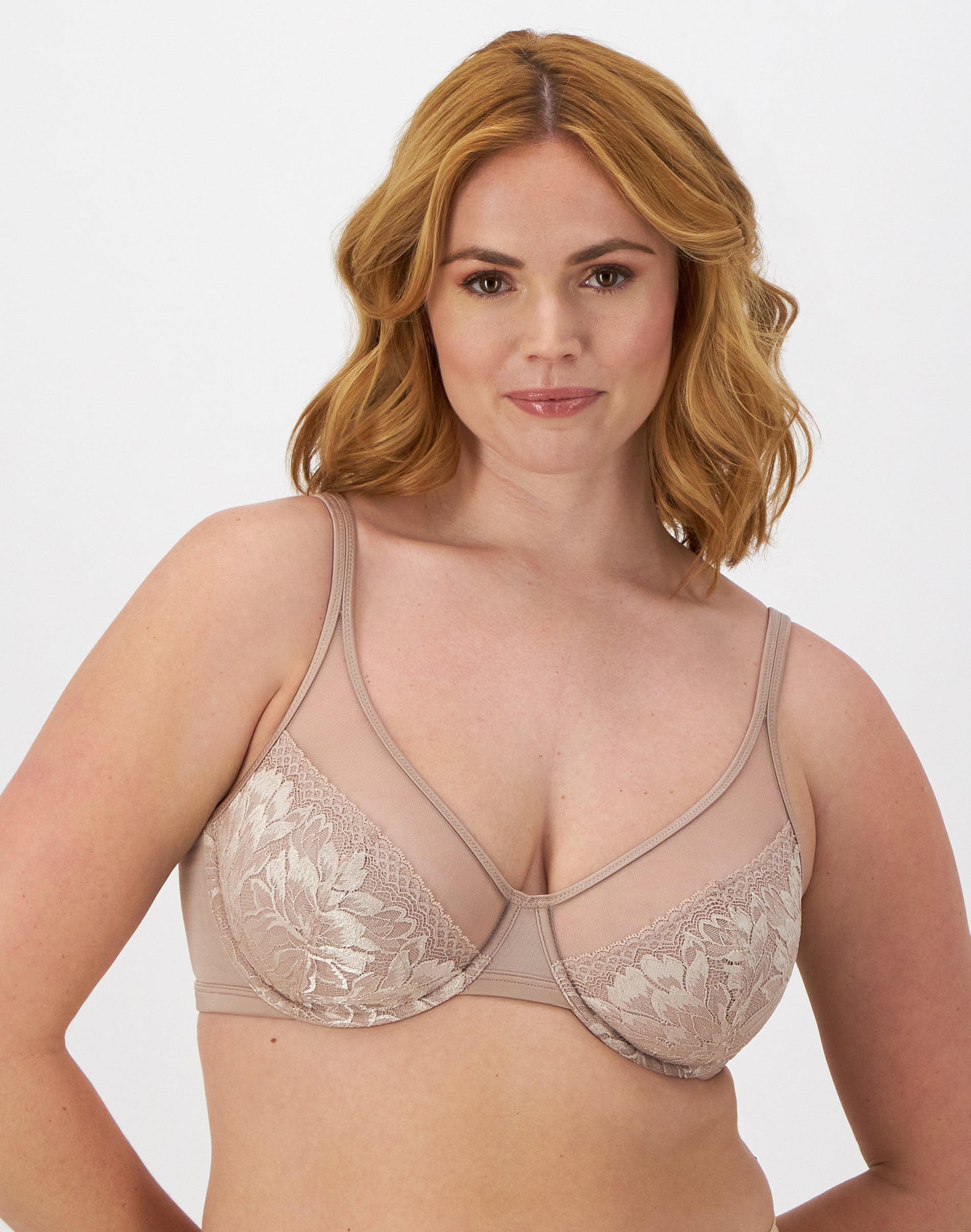 Bali One Smooth U Lightweight Lace Minimizer Bra Evening Blush 34DD Women’s