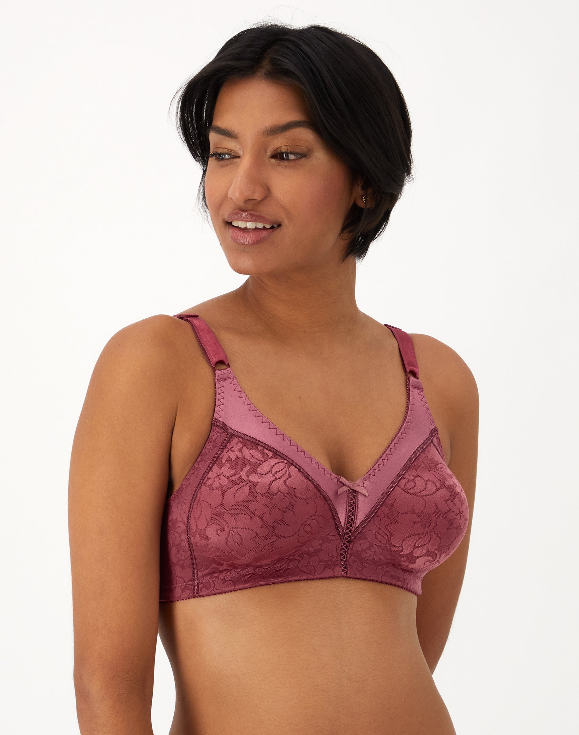 Bali Double Support Lace Wireless Bra Rustic Berry Red 36D Women’s