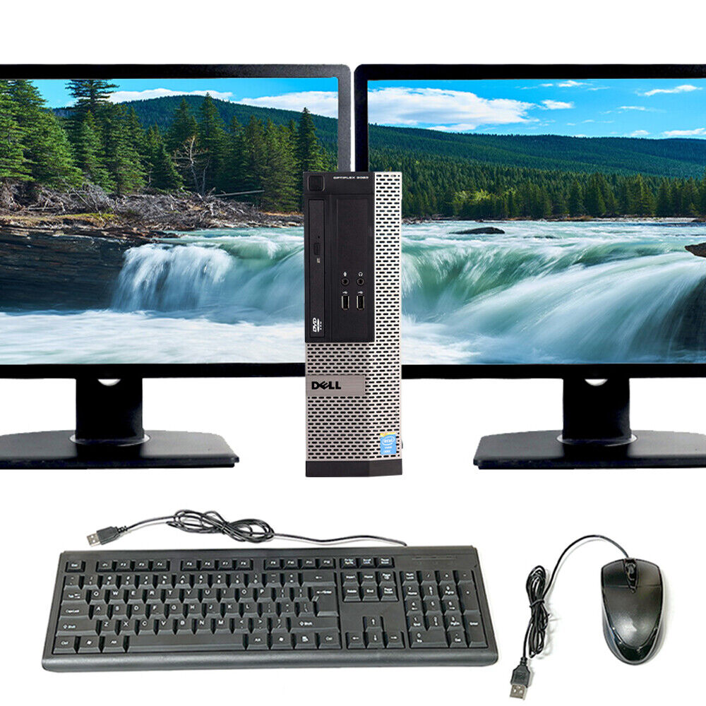 Dell Desktop Computer i3 16GB 2TB HD 512GB SSD Dual 22″ Windows 10 Pro PC Wi-Fi