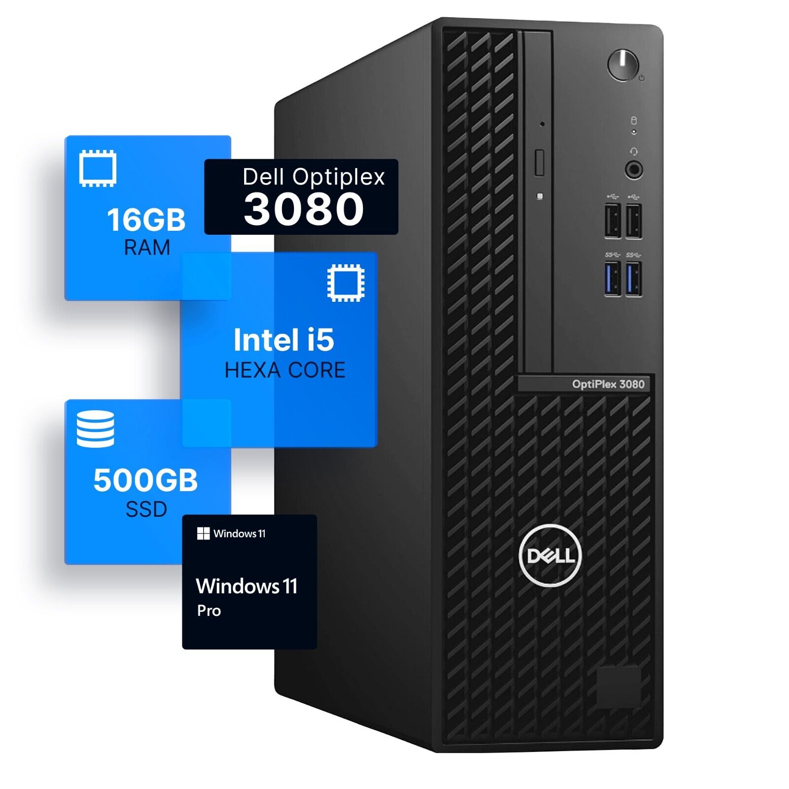 Dell Desktop Computer Intel Hexa Core Intel i5 PC 16GB RAM 500GB SSD Windows Pro