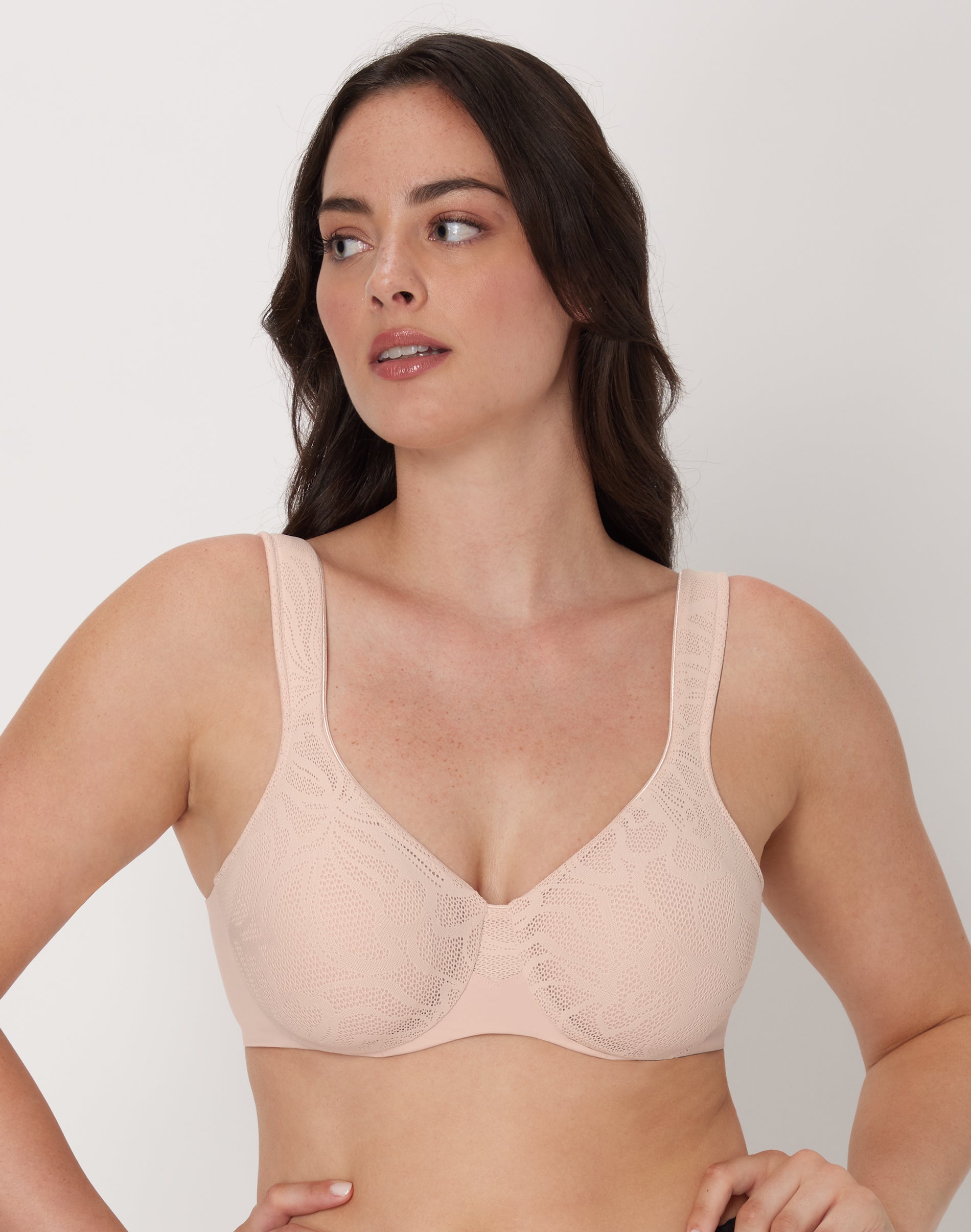 Bali’s Coolest Smoothing Underwire Minimizer Bra Sandshell Lace 38DD Women’s