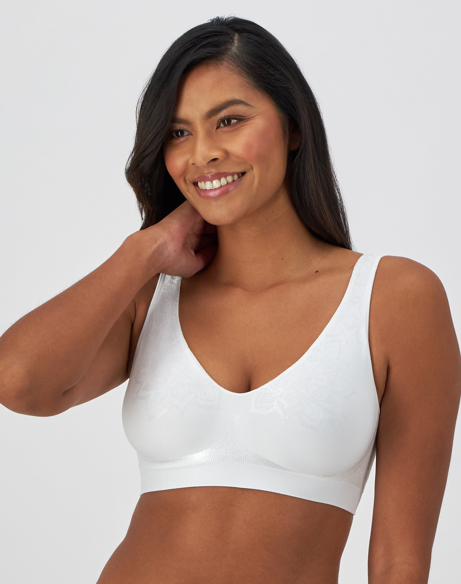 Bali Comfort Revolution ComfortFlex Fit Seamless 2-Ply Wireless Bra White Aztec XL Women’s