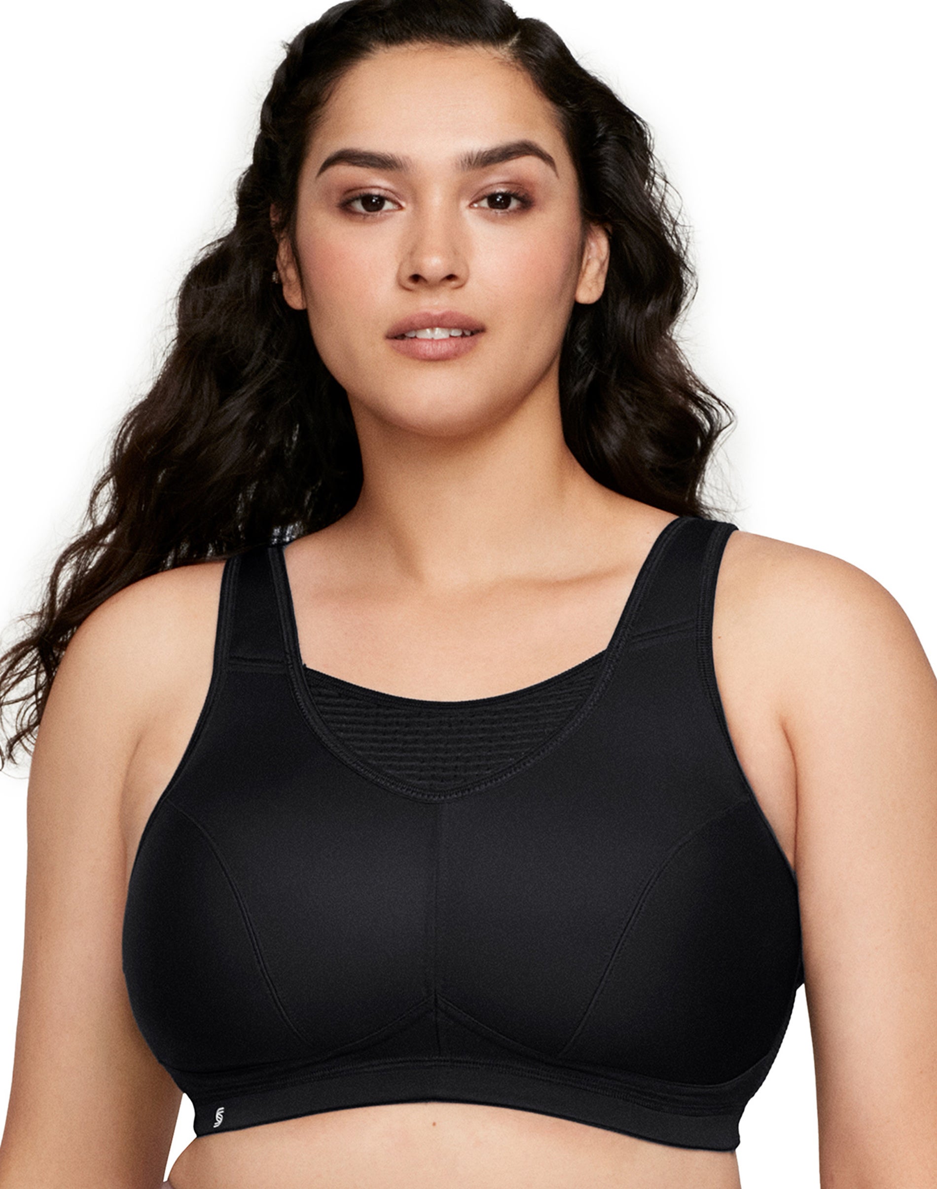 Glamorise Full Figure Plus Size Elite Performance No-Bounce Wirefree Cami Sports Bra Black 34DD Women’s