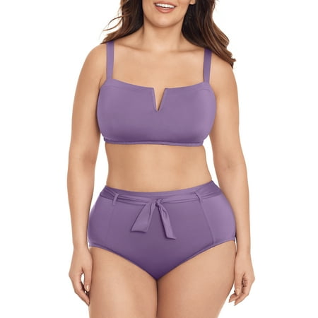 Time and Tru Women’s and Women’s Plus High Waisted Tie Front Swim Bottoms