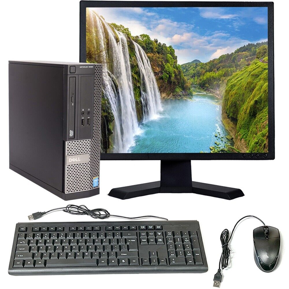 Dell OptiPlex SFF Computer Intel i3 8GB RAM 128GB SSD 19in LCD Windows 10 PC