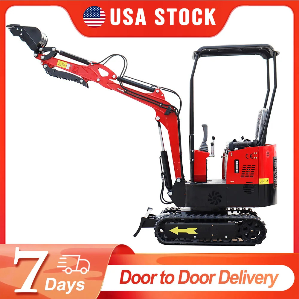 USA STOCK 1 Ton Mini Excavator Agricultural Hydraulic Small Excavators 1000 Kg w