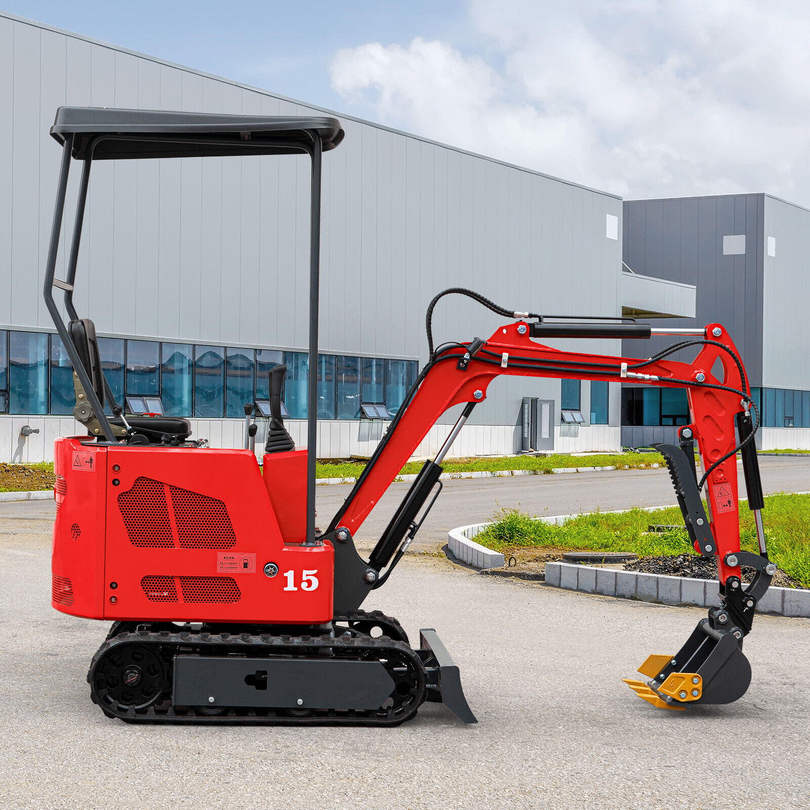 1.2Ton 13.5hp Mini Excavator EPA 3300Lb Digger Crawler w/ Bucket Hydraulic Thumb