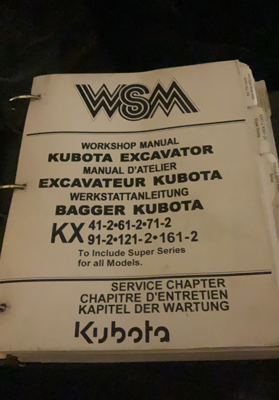 WSM Kubota Excavator  KX-41-2-61-71-91-121-161-2